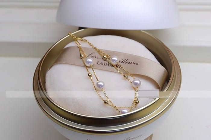 18k Gold Seawater Pearl Adjustable Double - layer Bracelet - STRAVAÉ