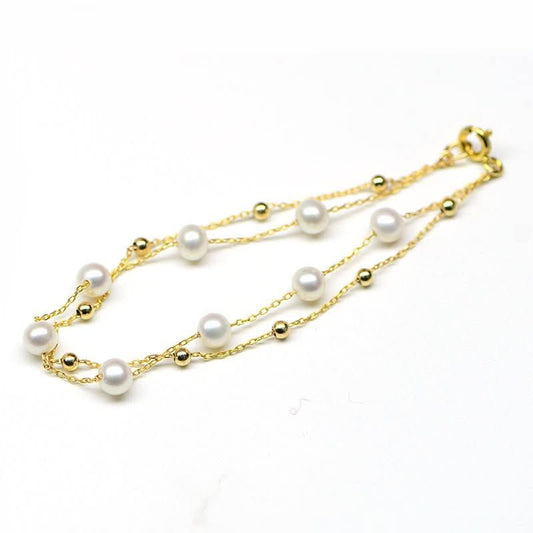 18k Gold Seawater Pearl Adjustable Double - layer Bracelet - STRAVAÉ
