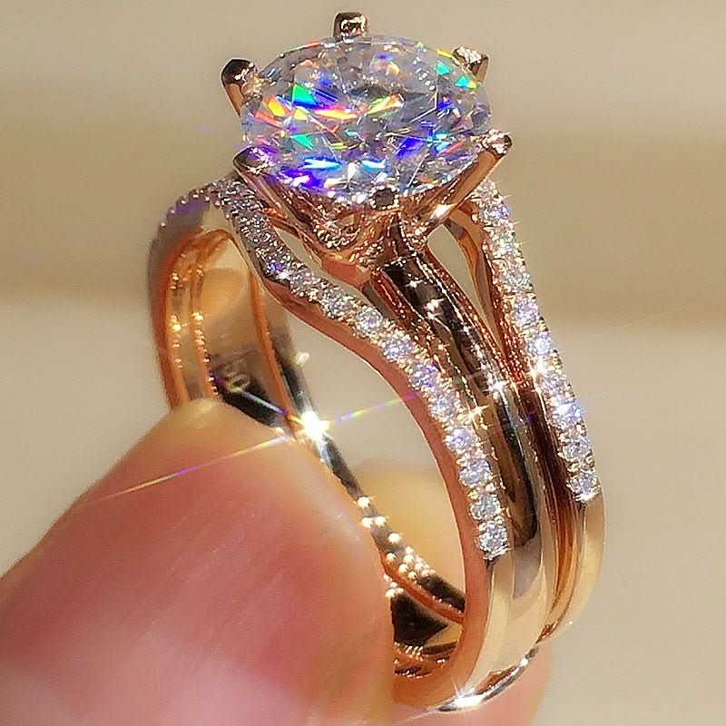 18K Gold Two - in - one Mosonite Matching Ring - STRAVAÉ
