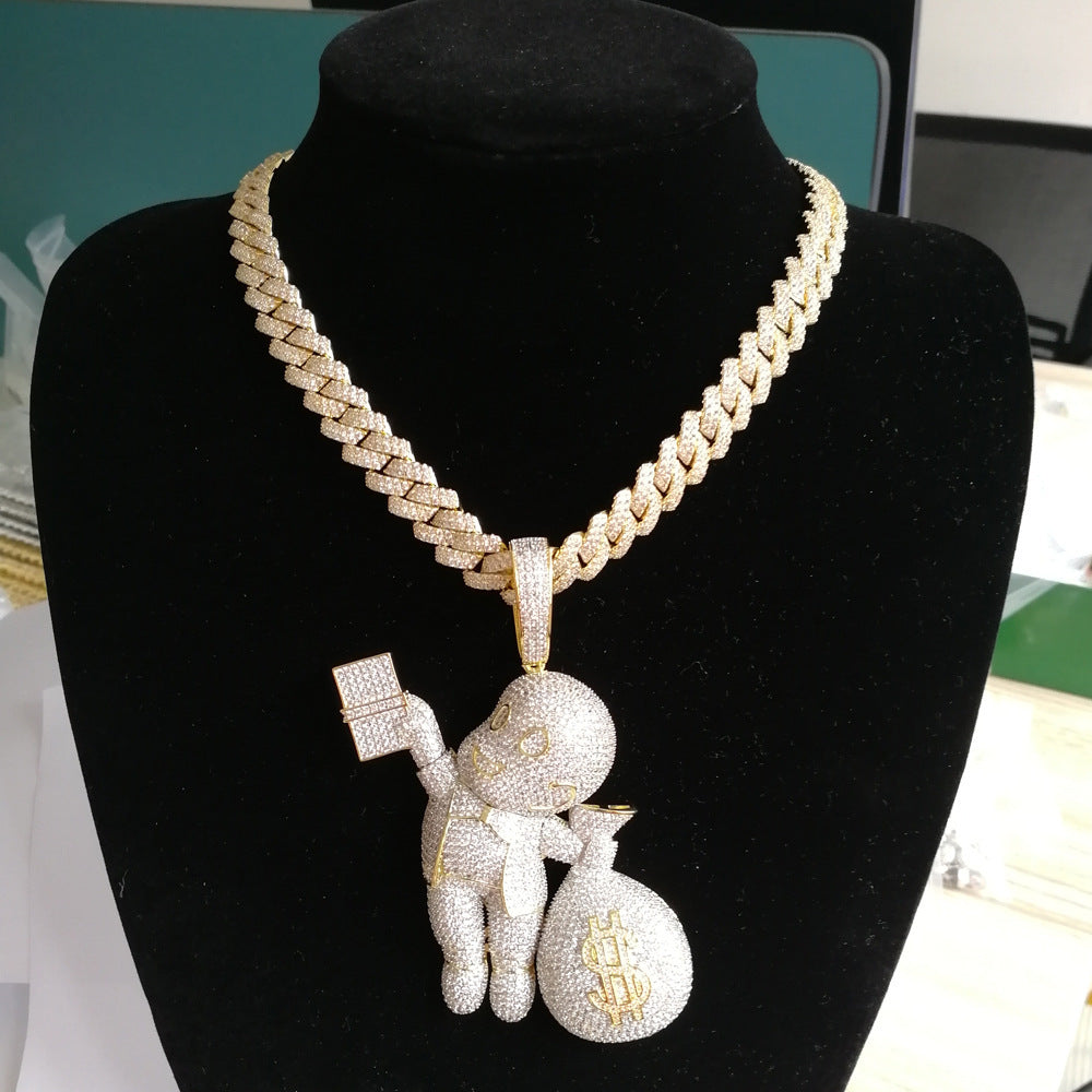 Crown cash diamond pendant