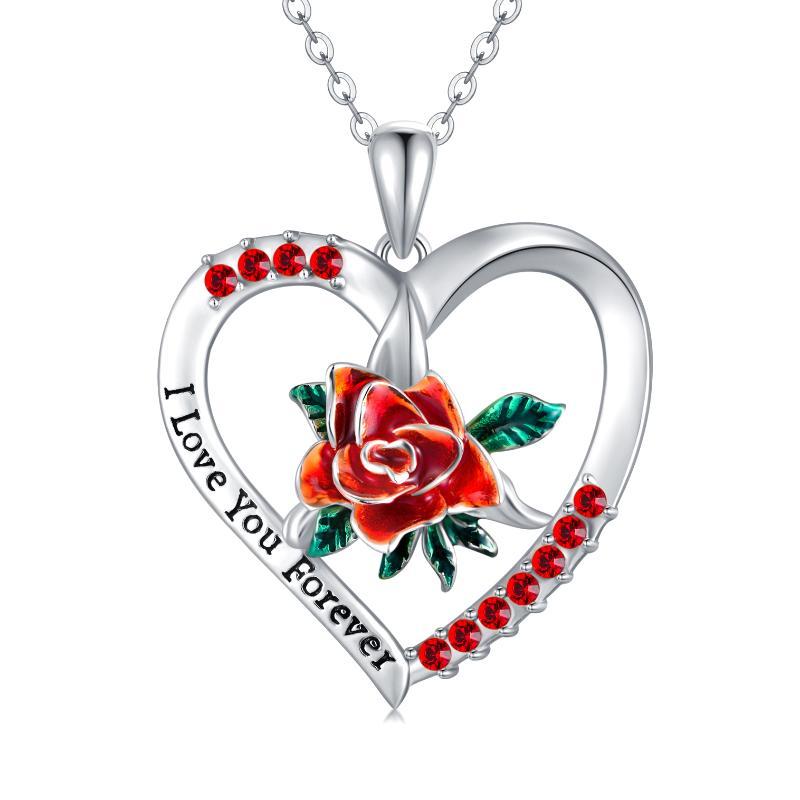 Rose Flower Silver Necklace