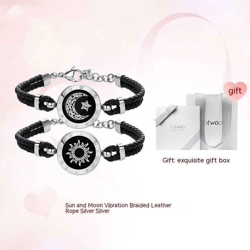 Couple Leather Rope Snake Bone Induction Interactive Bracelet - STRAVAE