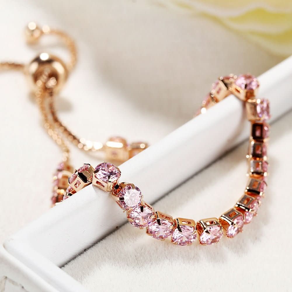 cross - border exclusive jewelry inlaid crystal push - pull bracelet diamond single - row - STRAVAE