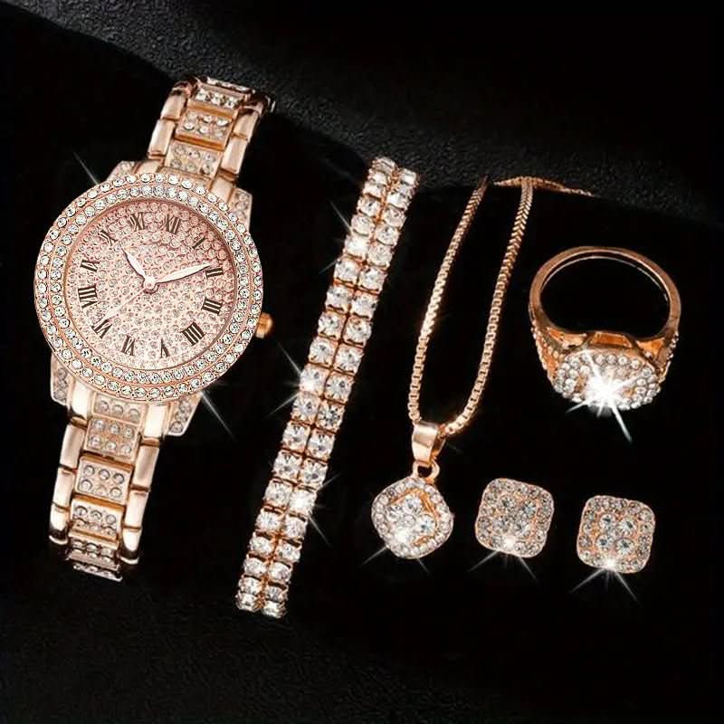 Diamond Fashion Roman Quartz Watch Five - piece Set - STRAVAE