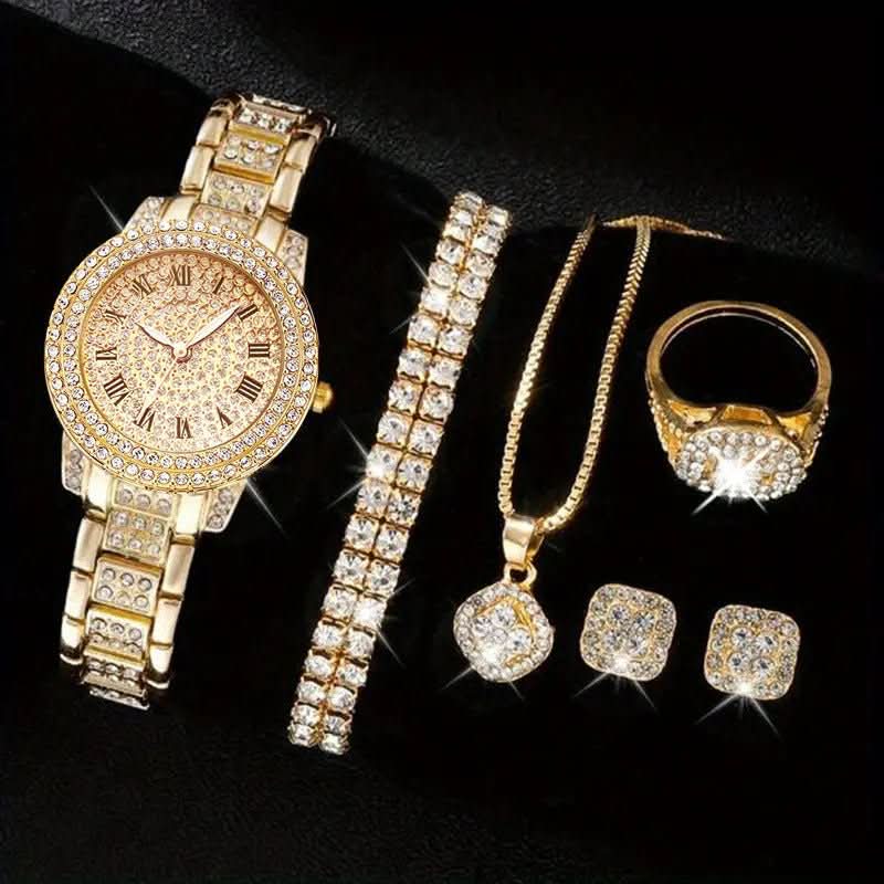 Diamond Fashion Roman Quartz Watch Five - piece Set - STRAVAE