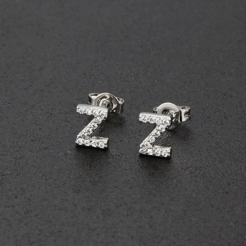 Diamond Lettered Earrings - STRAVAÉ