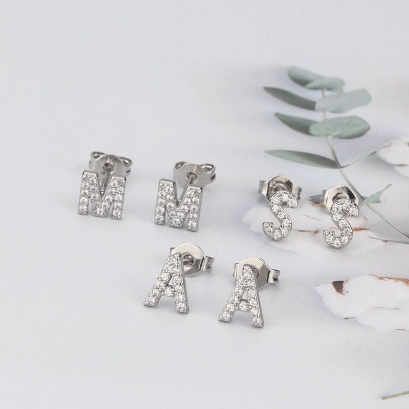 Diamond Lettered Earrings - STRAVAÉ