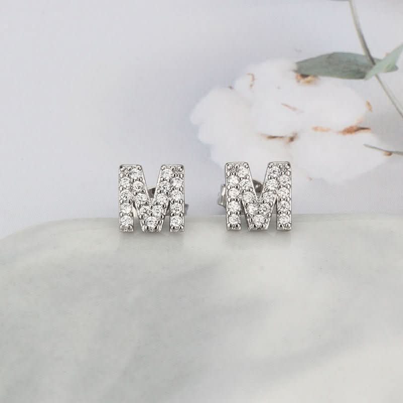 Diamond Lettered Earrings - STRAVAÉ