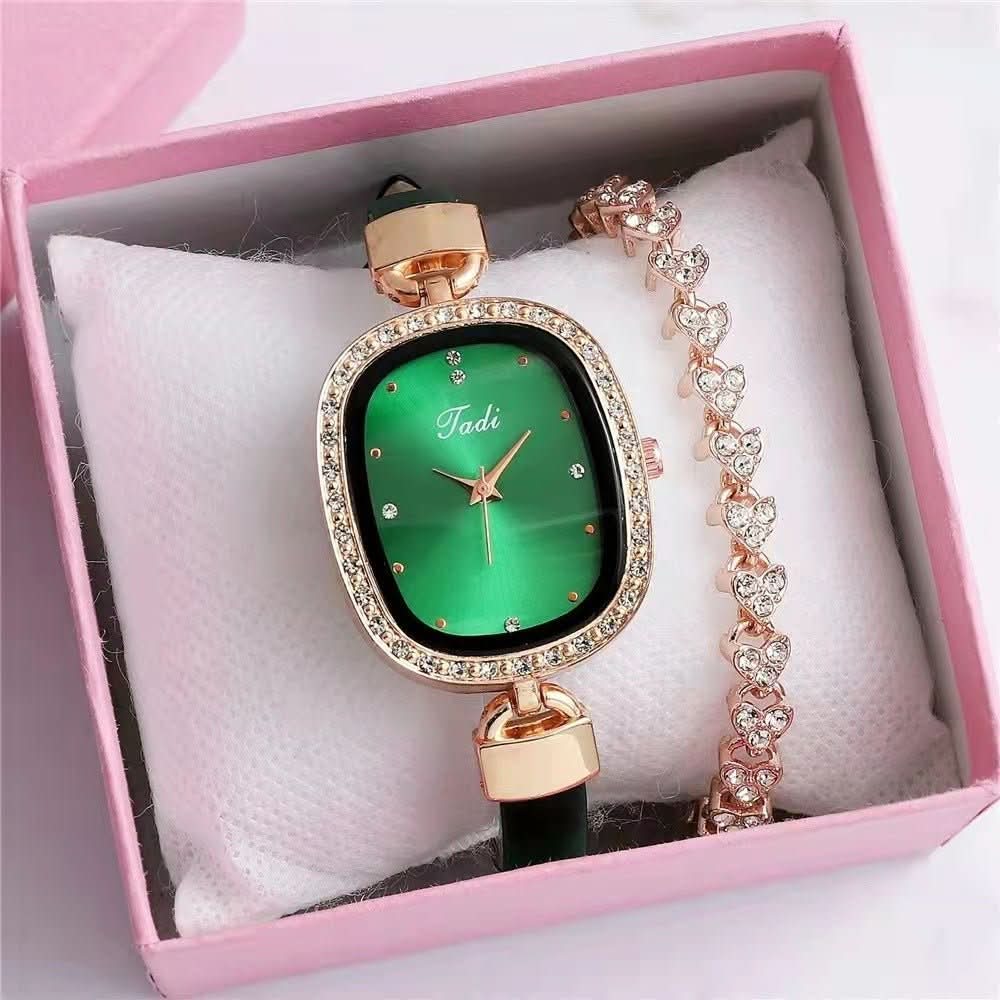 Diamond Rhinestone Thin Belt Fashion Watch bracelet set - STRAVAE