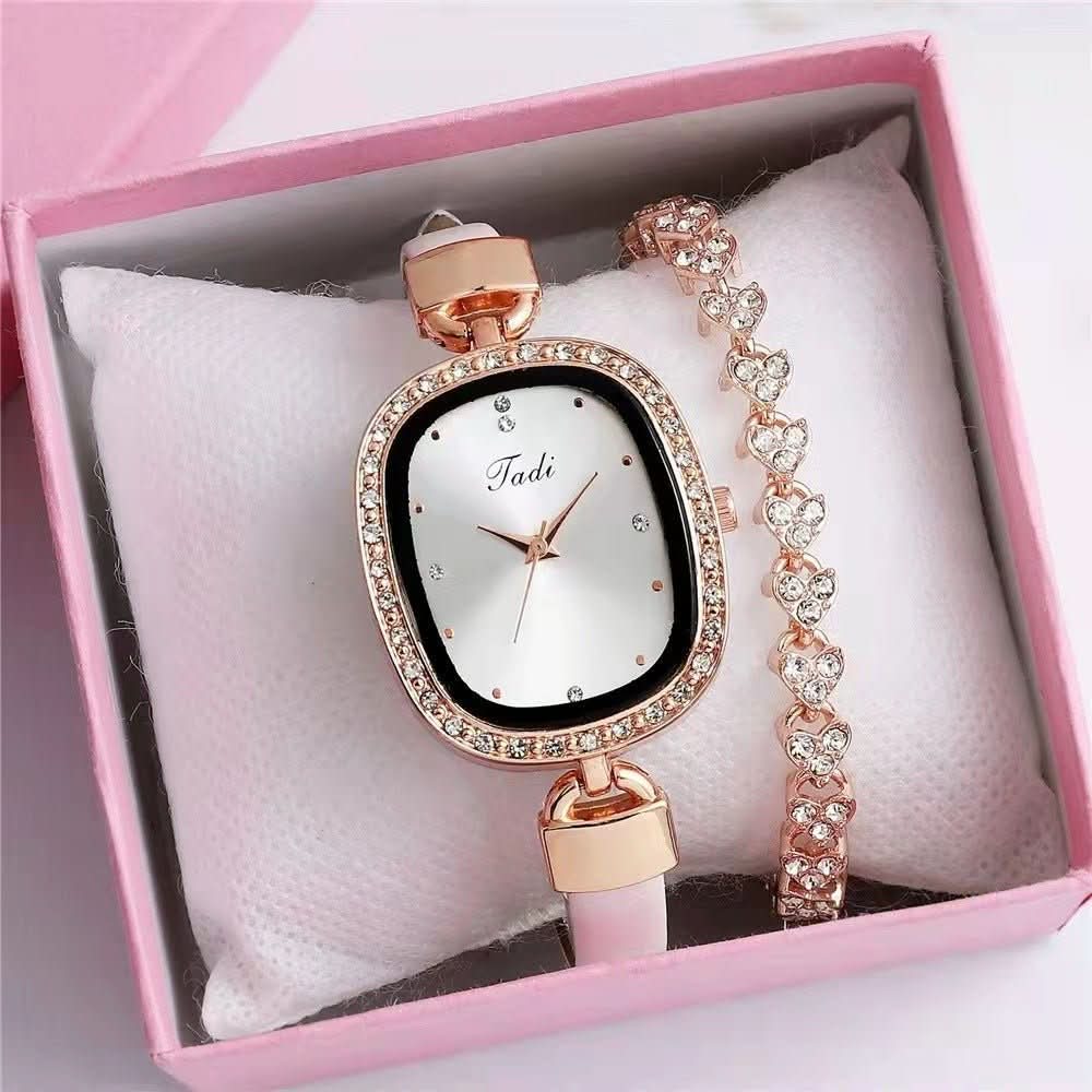Diamond Rhinestone Thin Belt Fashion Watch bracelet set - STRAVAE