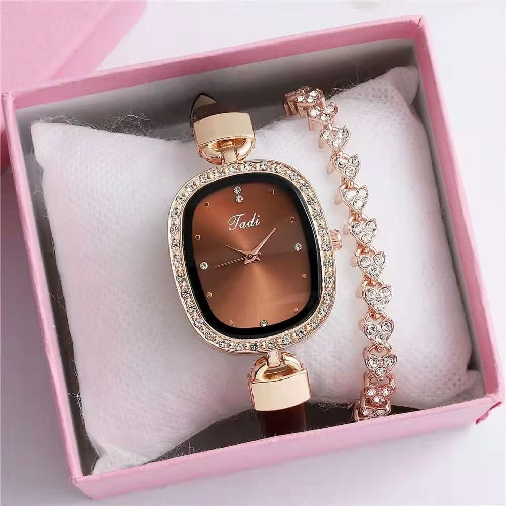 Diamond Rhinestone Thin Belt Fashion Watch bracelet set - STRAVAE