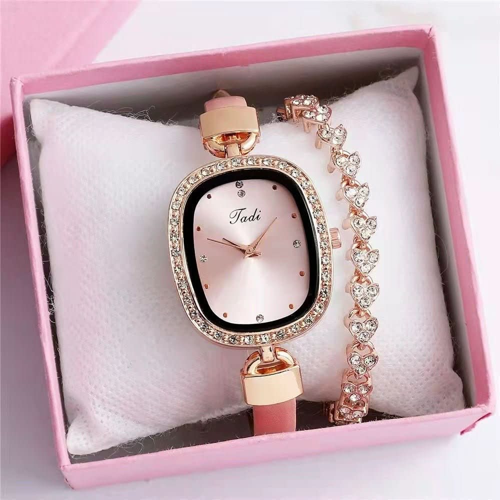 Diamond Rhinestone Thin Belt Fashion Watch bracelet set - STRAVAE