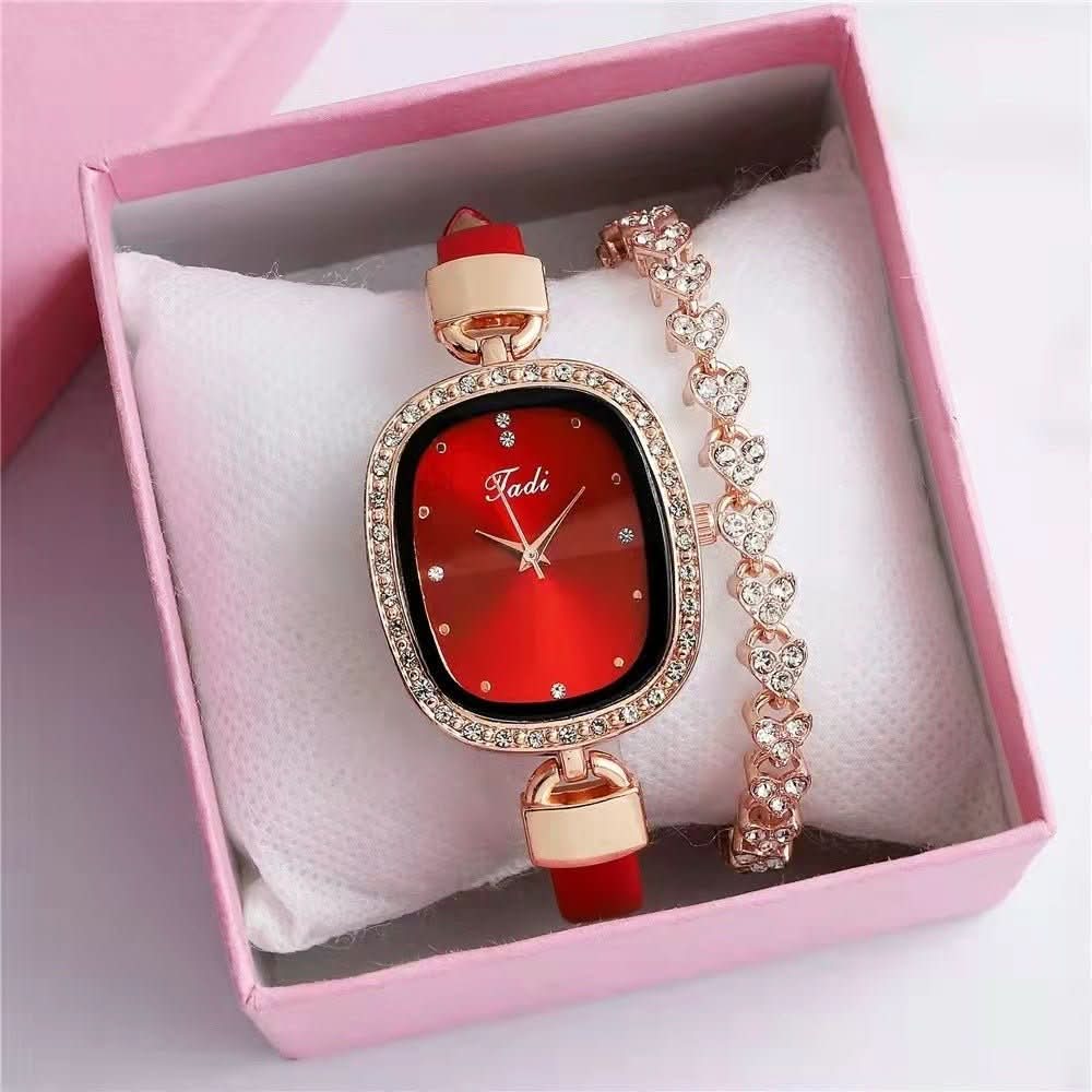 Diamond Rhinestone Thin Belt Fashion Watch bracelet set - STRAVAE
