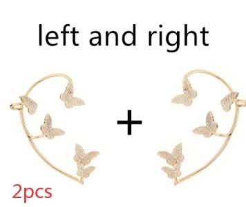 Fashion Gold Metal Butterfly Ear Clips Sparkling Zircon Without Piercing Ear Cuff Clip Earrings For Women Jewelry Gift - STRAVAE
