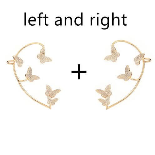 Fashion Gold Metal Butterfly Ear Clips Sparkling Zircon Without Piercing Ear Cuff Clip Earrings For Women Jewelry Gift - STRAVAE