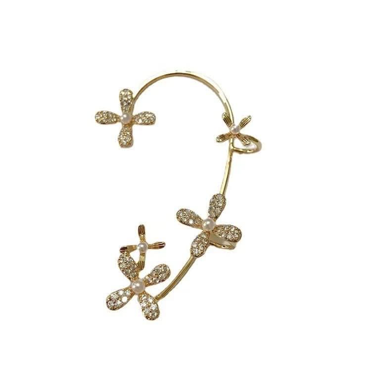 Fashion Gold Metal Butterfly Ear Clips Sparkling Zircon Without Piercing Ear Cuff Clip Earrings For Women Jewelry Gift - STRAVAE