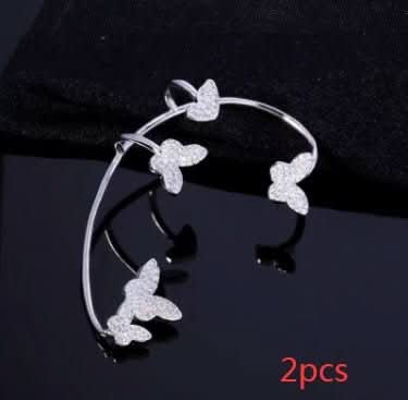 Fashion Gold Metal Butterfly Ear Clips Sparkling Zircon Without Piercing Ear Cuff Clip Earrings For Women Jewelry Gift - STRAVAE