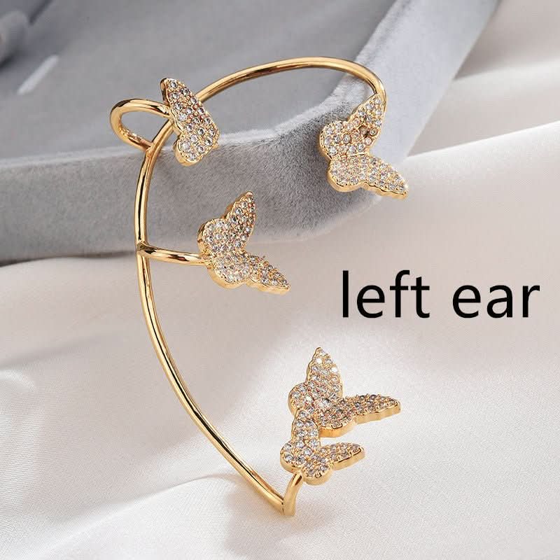Fashion Gold Metal Butterfly Ear Clips Sparkling Zircon Without Piercing Ear Cuff Clip Earrings For Women Jewelry Gift - STRAVAE