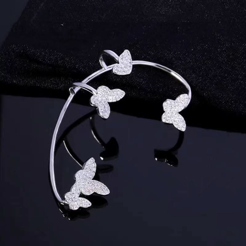 Fashion Gold Metal Butterfly Ear Clips Sparkling Zircon Without Piercing Ear Cuff Clip Earrings For Women Jewelry Gift - STRAVAE