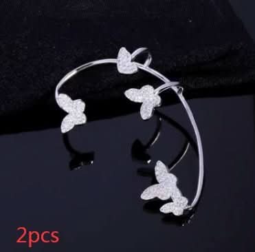Fashion Gold Metal Butterfly Ear Clips Sparkling Zircon Without Piercing Ear Cuff Clip Earrings For Women Jewelry Gift - STRAVAE