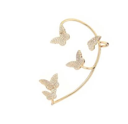 Fashion Gold Metal Butterfly Ear Clips Sparkling Zircon Without Piercing Ear Cuff Clip Earrings For Women Jewelry Gift - STRAVAE