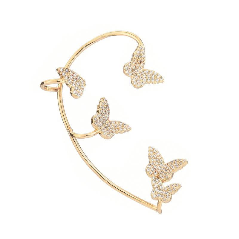 Fashion Gold Metal Butterfly Ear Clips Sparkling Zircon Without Piercing Ear Cuff Clip Earrings For Women Jewelry Gift - STRAVAE
