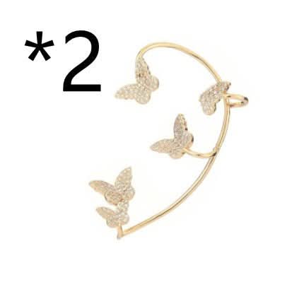 Fashion Gold Metal Butterfly Ear Clips Sparkling Zircon Without Piercing Ear Cuff Clip Earrings For Women Jewelry Gift - STRAVAE