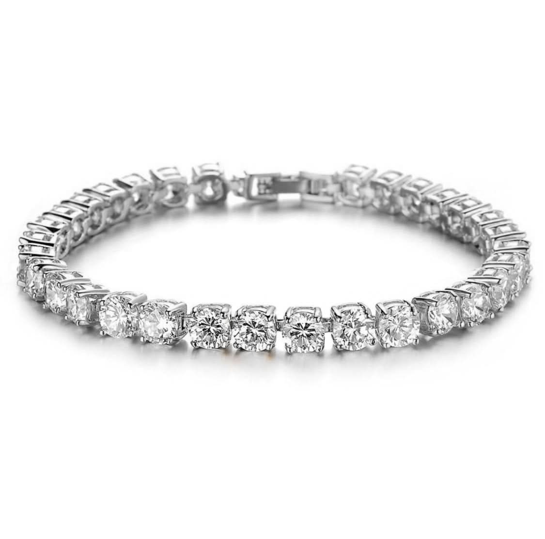 Hip Hop Bracelet Iced Out Single Row Rhinestones Chain Bling Tennis Charm Bracelets Zirconia Bracelets Link Chain Jewelry - STRAVAE
