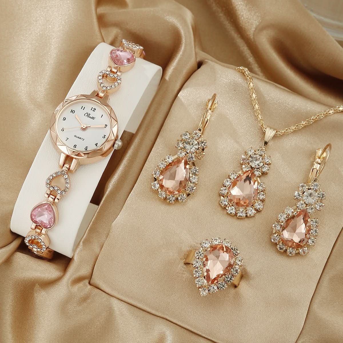 đ Luxury Quartz Bracelet Jewelry Watch set (100% off)