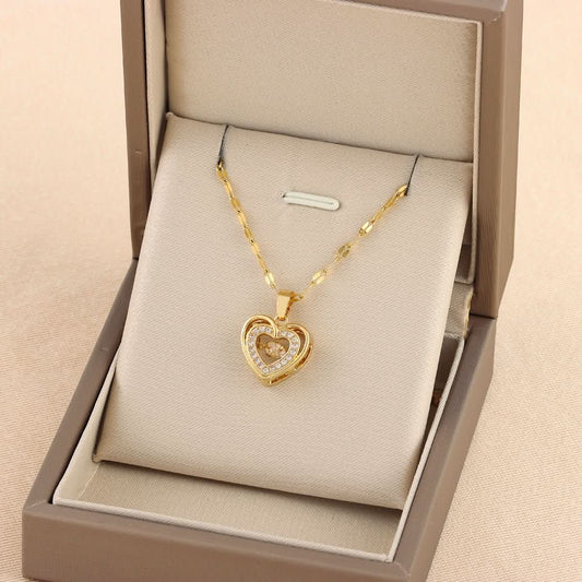 Moissanite Heart Tennis NECKLACE - STRAVAÉ