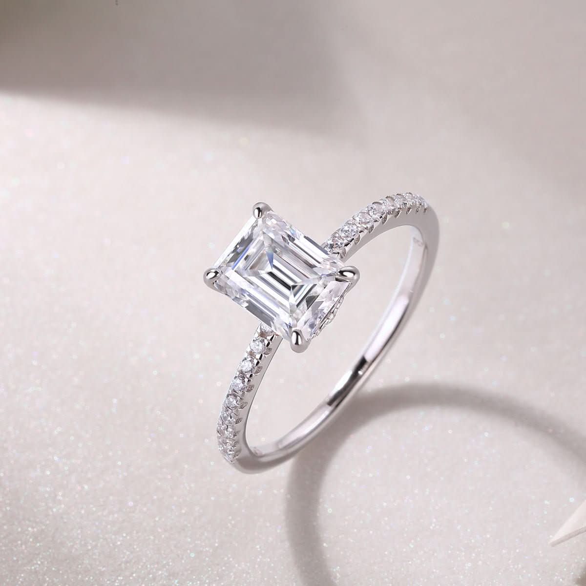 Square Diamond Ring Luxury Fashion Set Moissanite Silver Ring - STRAVAÉ