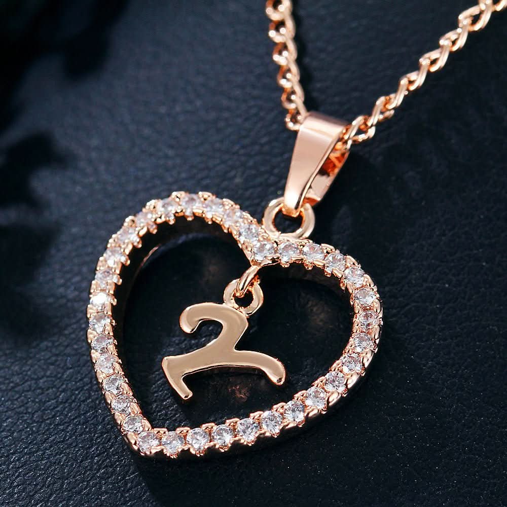 Zircon Initial Heart Pendant Necklace - STRAVAÉ