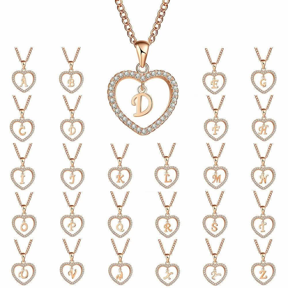 Zircon Initial Heart Pendant Necklace - STRAVAÉ
