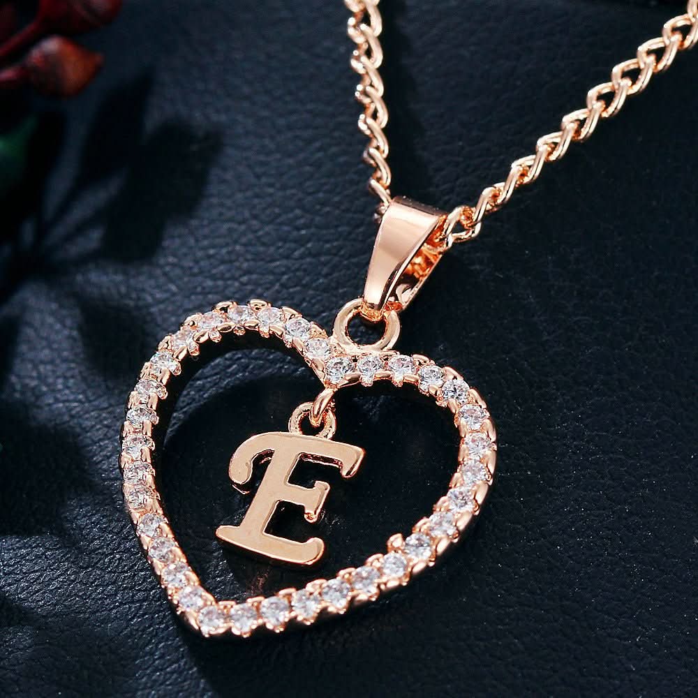 Zircon Initial Heart Pendant Necklace - STRAVAÉ