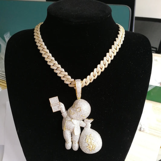 Crown cash diamond pendant