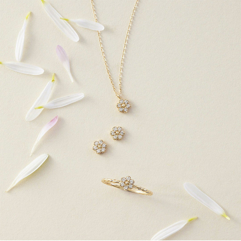 Flower Ring Necklace Set