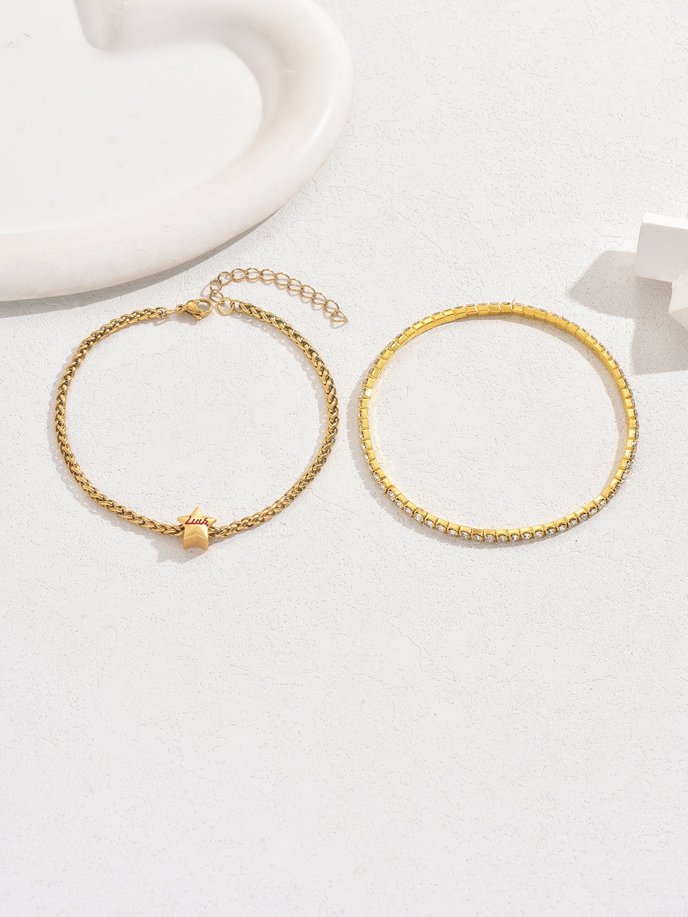 Hollow Heart Anklet Two-piece Set For Women