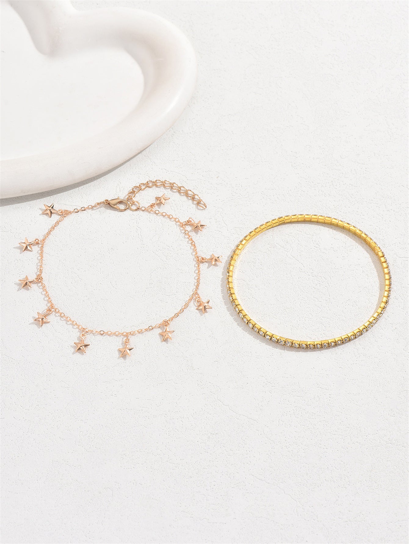 Hollow Heart Anklet Two-piece Set For Women