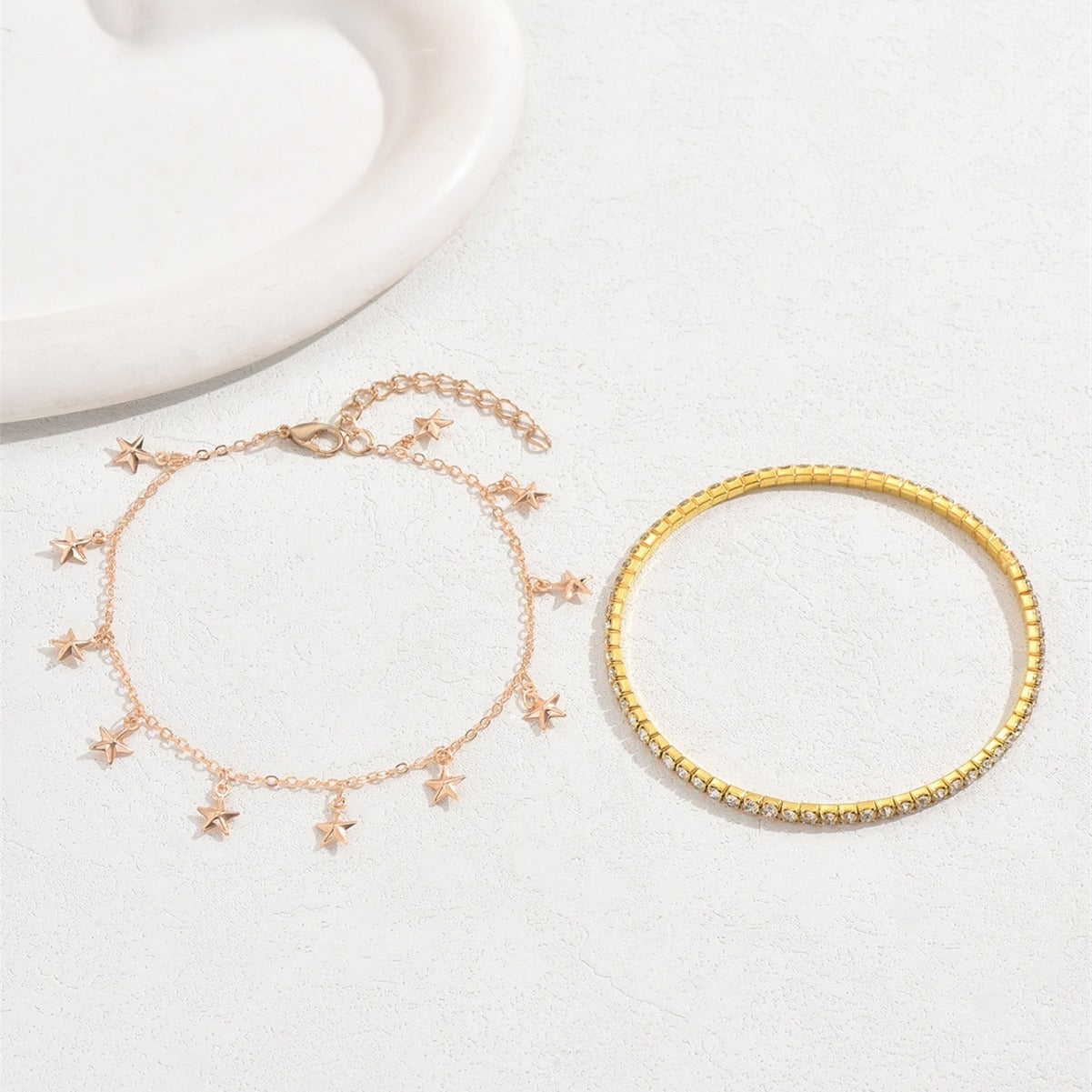 Hollow Heart Anklet Two-piece Set For Women