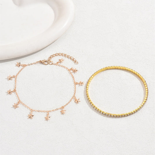 Hollow Heart Anklet Two-piece Set For Women