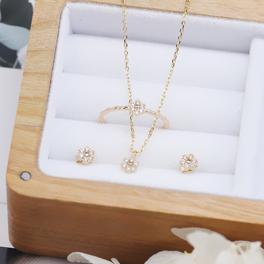 Flower Ring Necklace Set