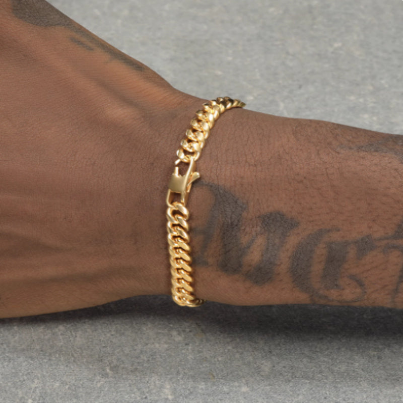 18K Gold Thin Cuban Chain Bracelet