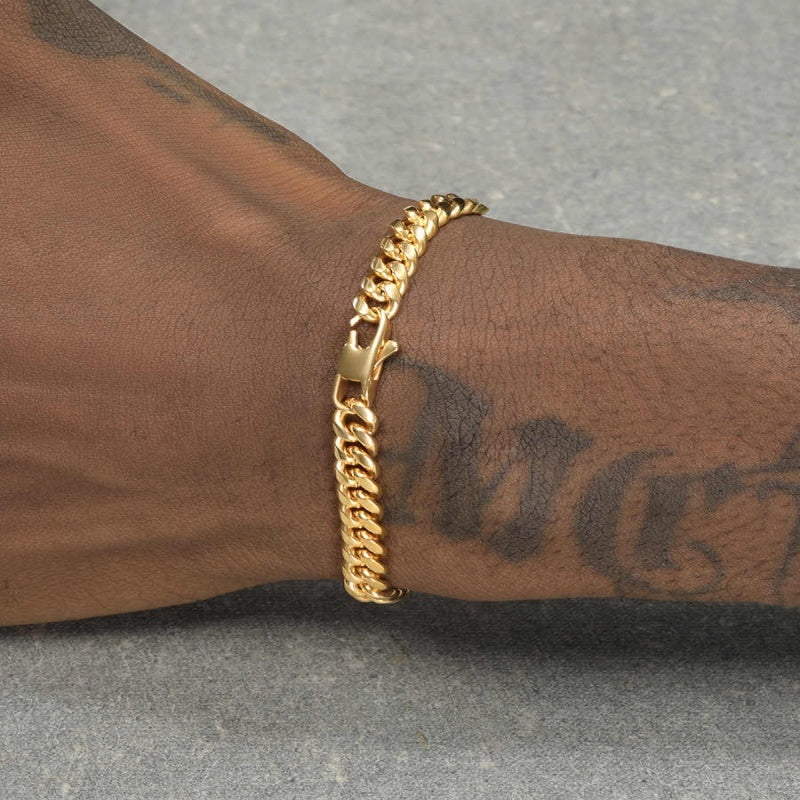 18K Gold Thin Cuban Chain Bracelet