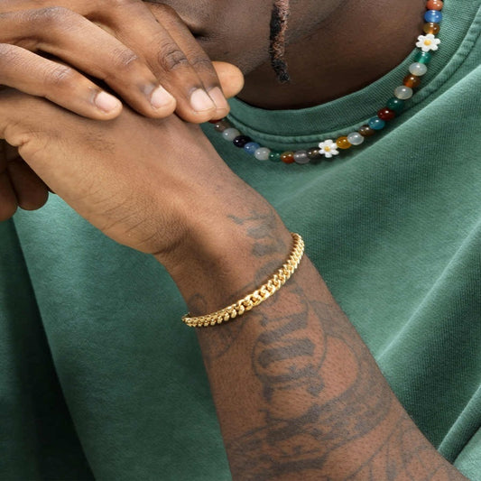 18K Gold Thin Cuban Chain Bracelet