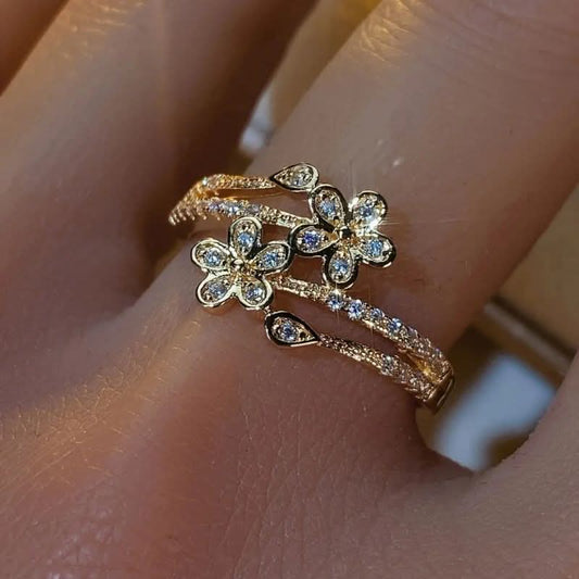 Binf High - grade Micro Inlaid Zircon Flower Ring - STRAVAE