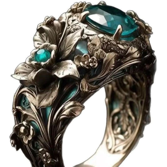 Creative Black Gold Flower - de - Luce Vintage Court Ring - STRAVAE
