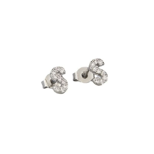 Diamond Lettered Earrings - STRAVAÉ