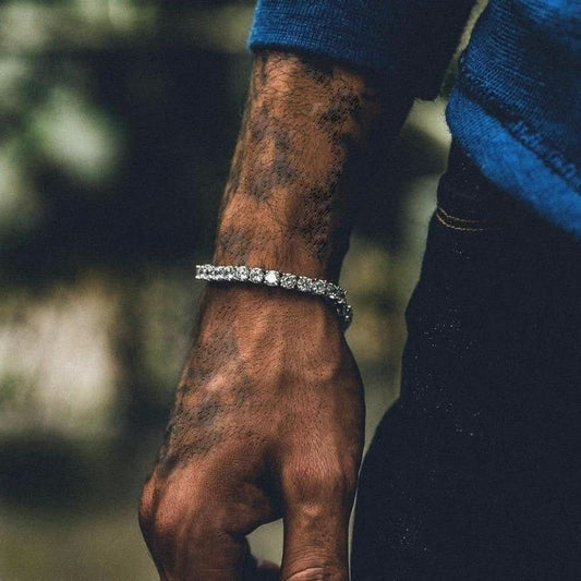 Hip Hop Bracelet Iced Out Single Row Rhinestones Chain Bling Tennis Charm Bracelets Zirconia Bracelets Link Chain Jewelry - STRAVAE