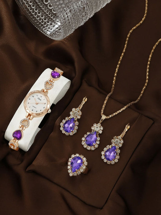 🎁 Luxury Quartz Bracelet Jewelry Watch set (100% off)