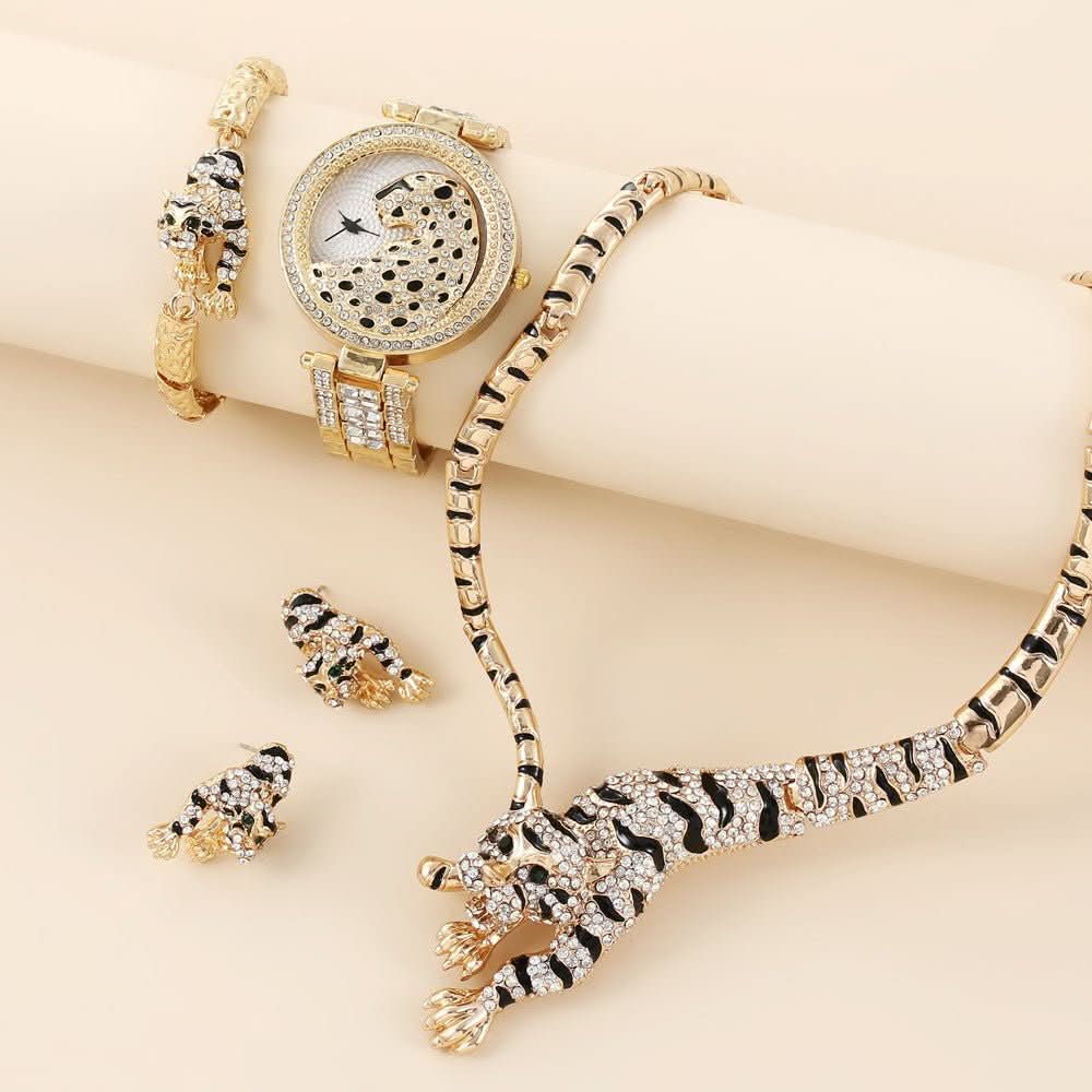 Quality Diamond Animal Simple Large Dial Steel Belt Quartz Watch Suit - STRAVAE